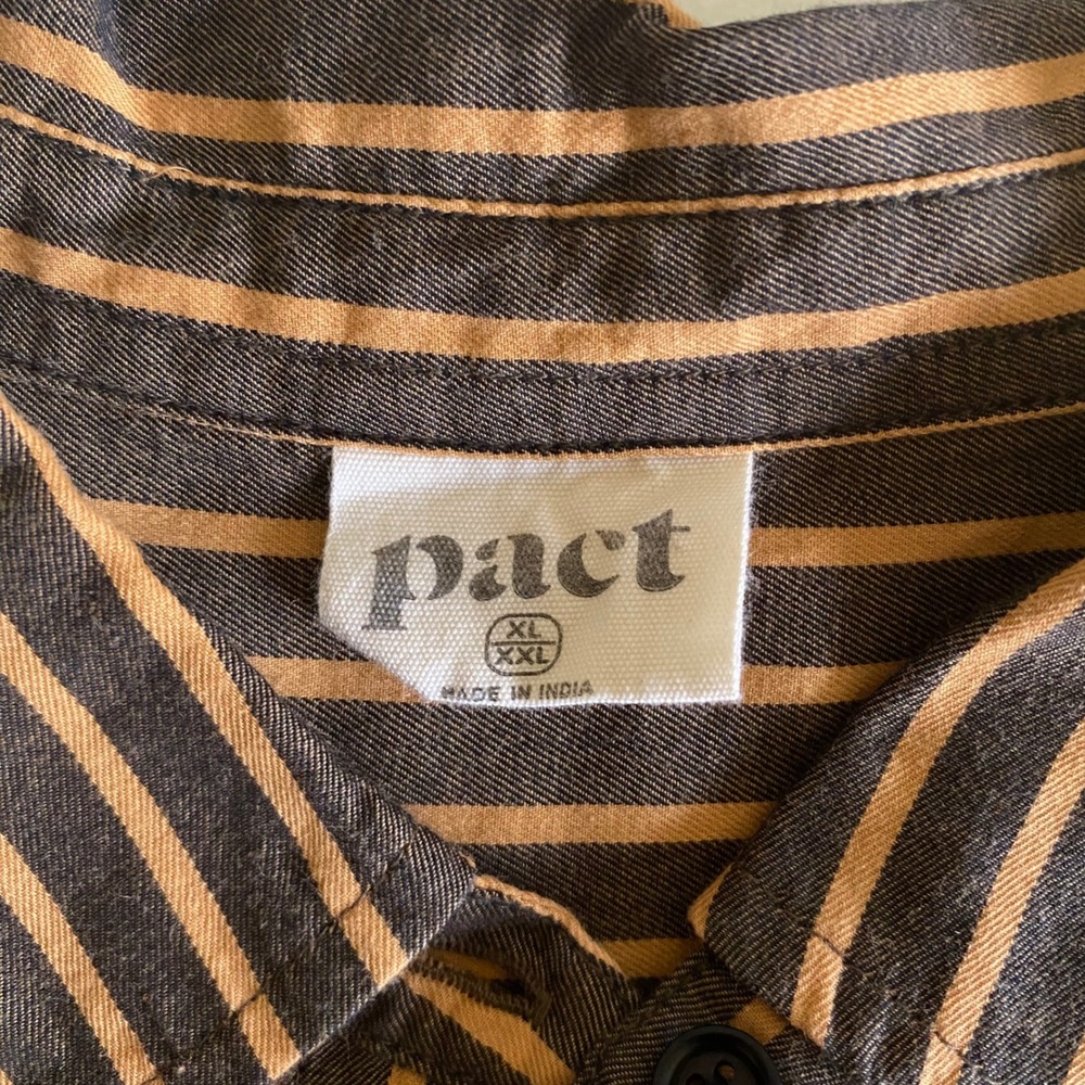 Pact Women's XL XXL Organic Cotton Striped Button Down Shirt Oversized - Picture 3 of 8